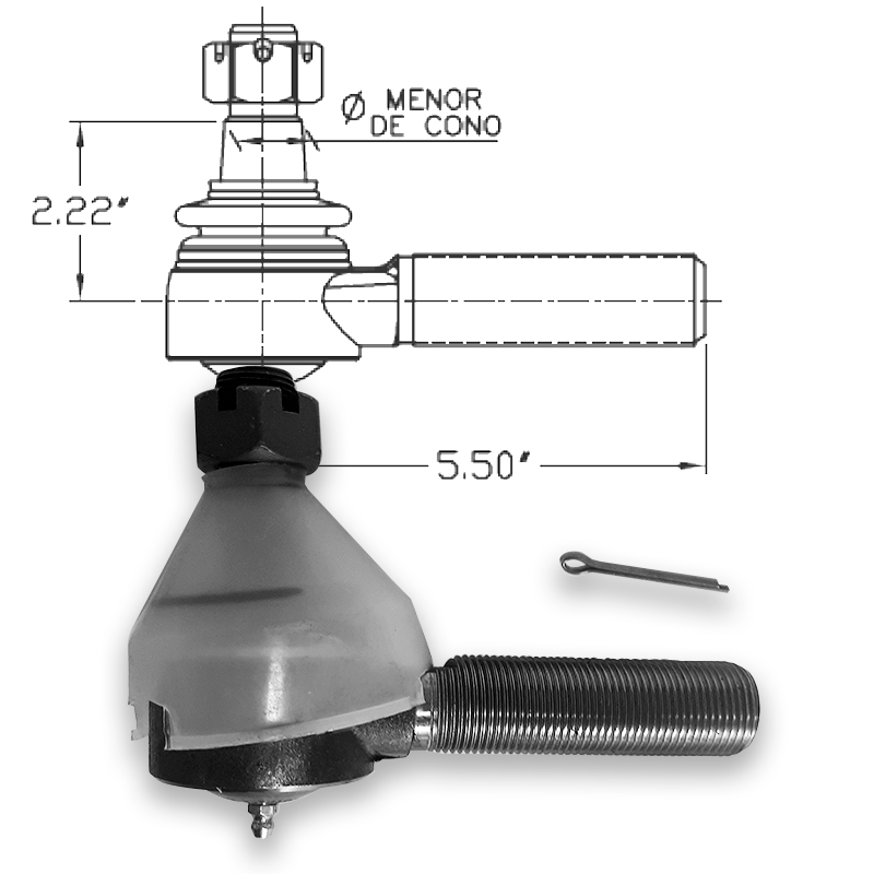 USK-187 L REF TERMINAL DE DIRECCIÓN PARA BRAZO LONGITUDINAL KENWORTH
