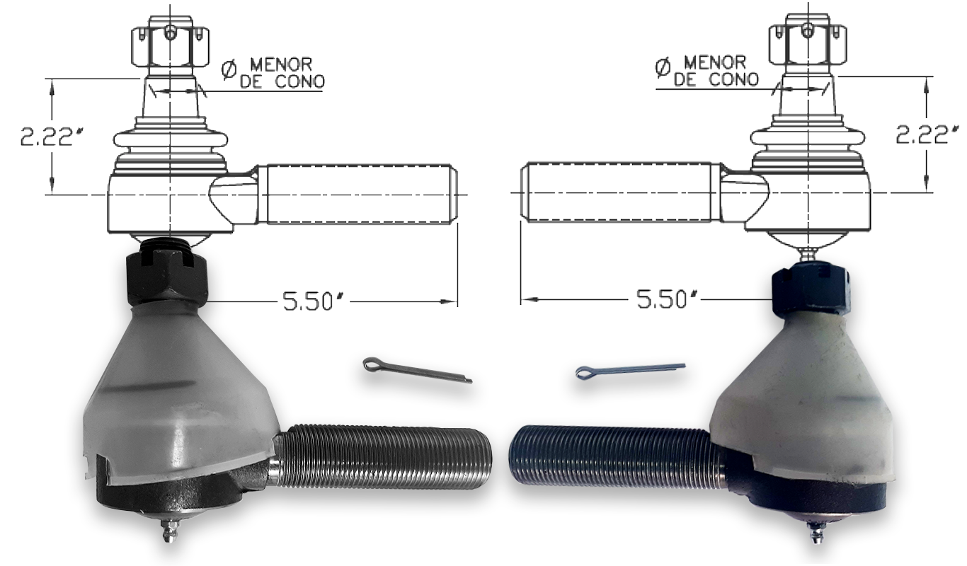 USK-187 R REF TERMINAL DE DIRECCIÓN PARA BRAZO LONGITUDINAL KENWORTH izquierdo y derecho